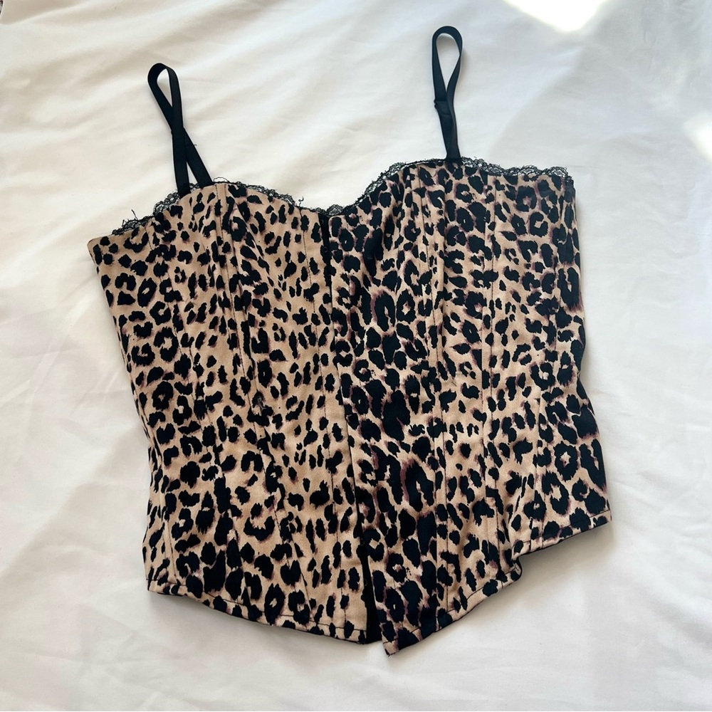 Y2K leopard print corset top from Forever 21, xsmall to small